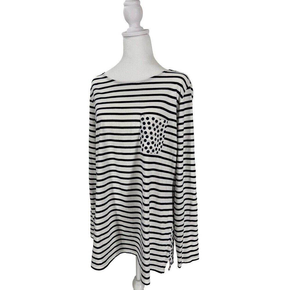 Boden Ahead Of The Stripe Top W/ Dots Navy White Nautical Top Shirt 16